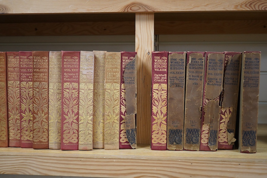 Kipling, Rudyard - The Works, 31 vols, 8vo, red cloth, gilt spines, MacMillan & Co. Condition - binding tatty